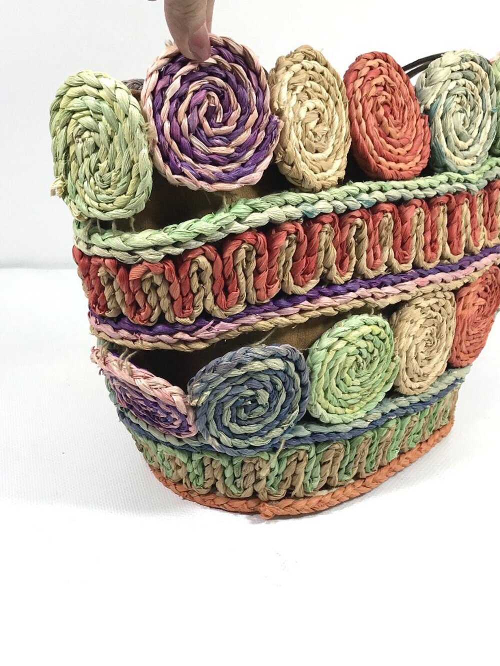 Dorfman Milano Cornhusk Straw Tote Colorful Summer Shoulder Bag Boho Floral - Picture 13 of 13